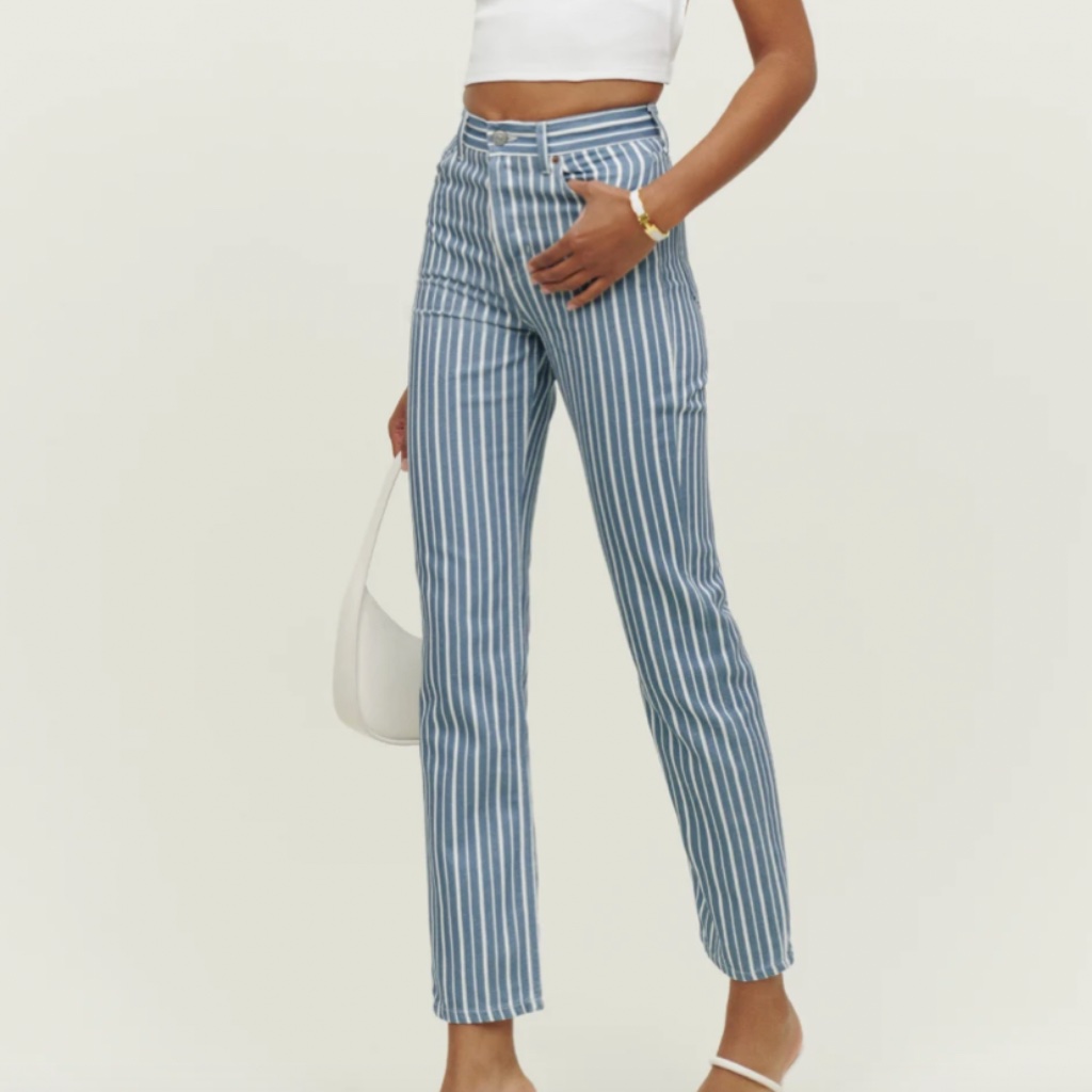 Cynthia Striped High Rise Straight Jeans Nwt Size 23